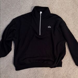 ALO Quarter Zip Large Men's Zip Up Sweater Black